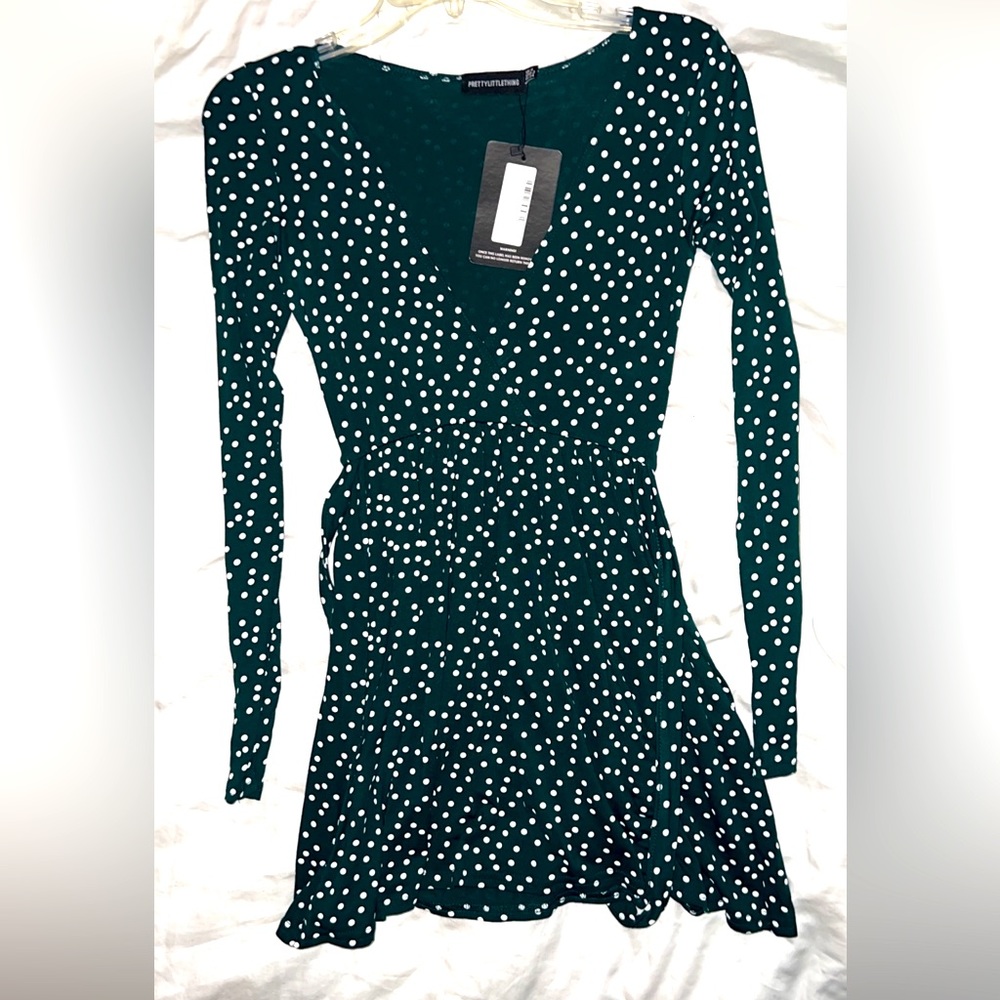 Green polka dot dress